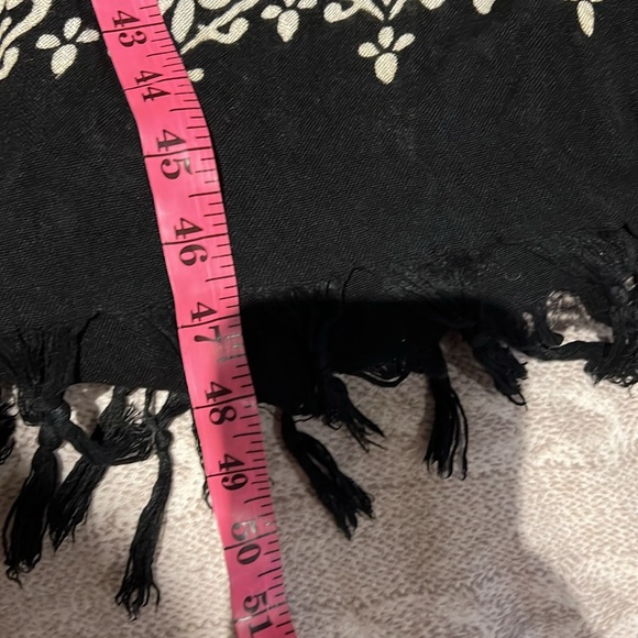 Vintage style Boho chic white black dress with fringe details Sz M - Picture 8 of 13